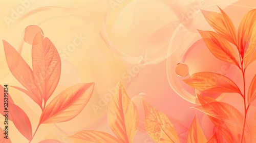 Soft Autumn Leaves Background with Gentle Pastel Colors and Subtle Gradient Effects Evoking a Cozy Feeling. Background with copy space. 