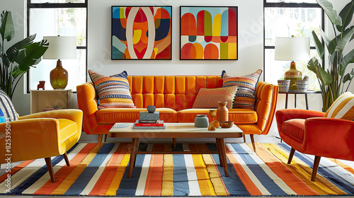Art Home. Modern colorful living room Interior with sofa and paintings © Victoria Andrievska
