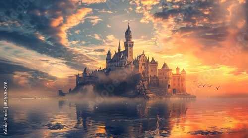 castle in the sunset