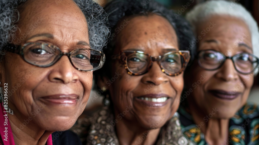 Group of elderly women are seated closely next to each other, engaged in conversation or simply enjoying each others company Group of elderly women are seated closely next to each other, engaged in conversation or simply enjoying each others company