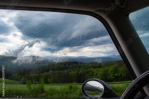 Soaring Through a Scenic Mountain View