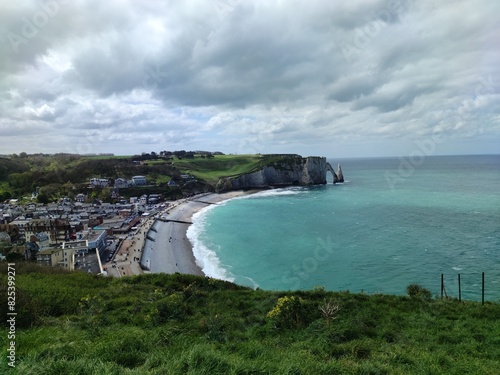 view of the coast, Etretat, travel in Normandy, France photo