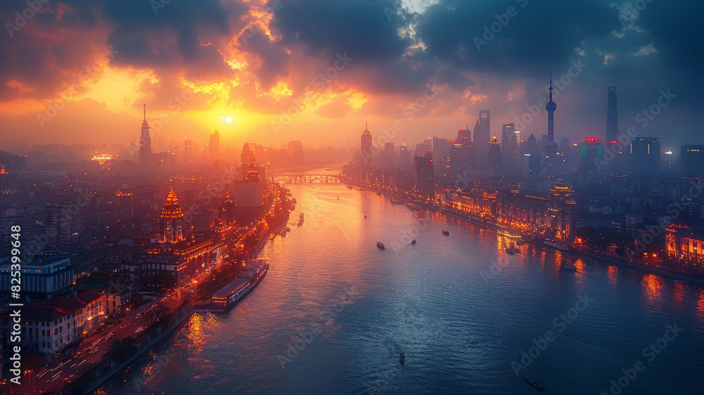 Oriental Pearl, Bund, Shanghai, Cyberpunk, information flow, technological lines, night, overlooking Angle, vista,generative ai Oriental Pearl, Bund, Shanghai, Cyberpunk, information flow, technological lines, night, overlooking Angle, vista,generative ai
