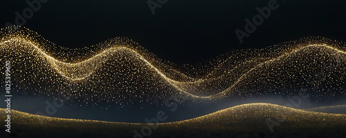 abstract background with waves, black and golden 