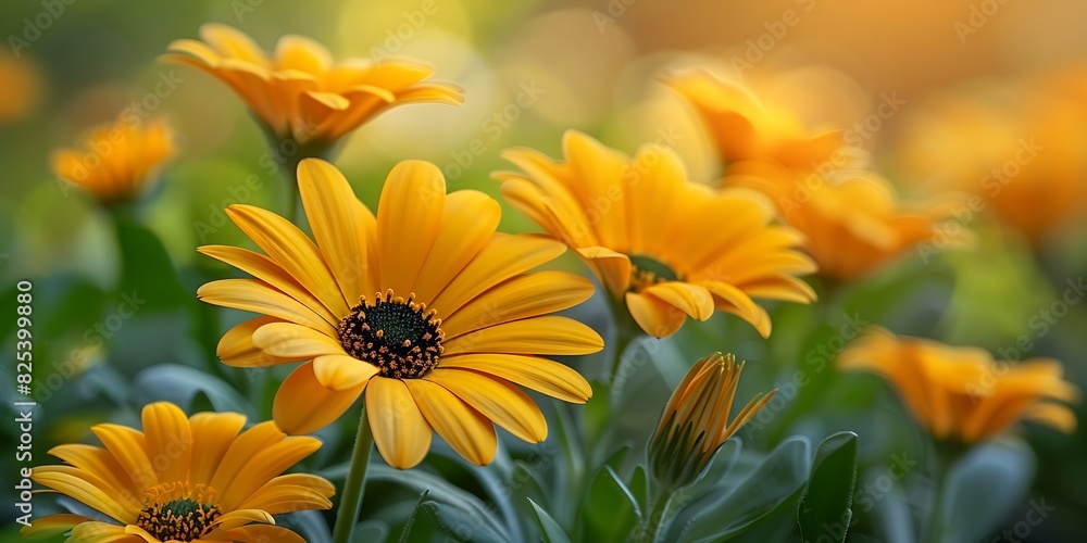 Close up of beautiful African daisy flowers in the garden. Nature background Close up of beautiful African daisy flowers in the garden. Nature background