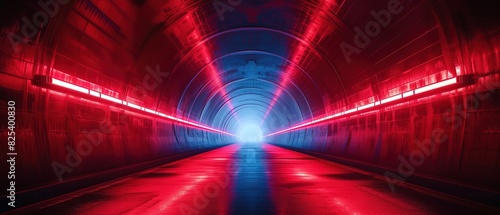 Radial red light through the tunnel glowing in the darkness for print designs templates  Advertising materials  Email Newsletters  Header webs  e commerce signs retail shopping.