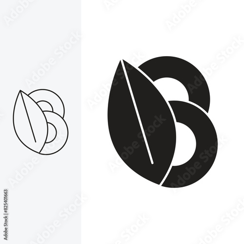 letter b forms a unique green surfboard visualization, logo design template sign. monoline style and silhouette stylish.