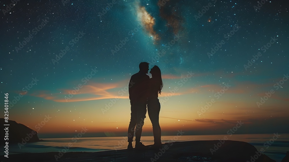 Romantic Portrait Photography Couple Dancing Under the Stars in a Cinematic Light