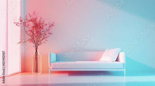 White sofa and colorful light