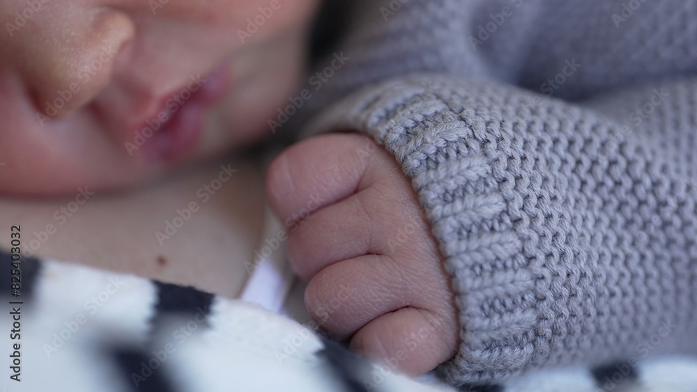 Detailed Macro View of Peaceful Newborn Asleep - Capturing Serenity in the First Days of Life Detailed Macro View of Peaceful Newborn Asleep - Capturing Serenity in the First Days of Life