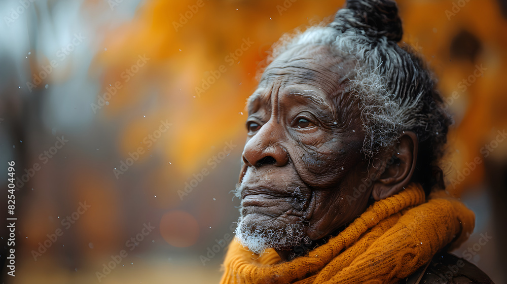Close-up Portrait of an Elderly Man with Grey Hair and Wrinkles, Wearing an Orange Scarf Close-up Portrait of an Elderly Man with Grey Hair and Wrinkles, Wearing an Orange Scarf