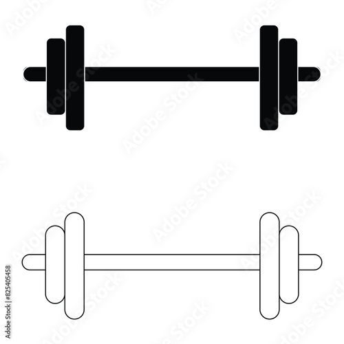 Dumbbell icons set. Symbol of strength or training. An attribute of sport, achievement, or athlete. Vector illustration. Eps file 7.