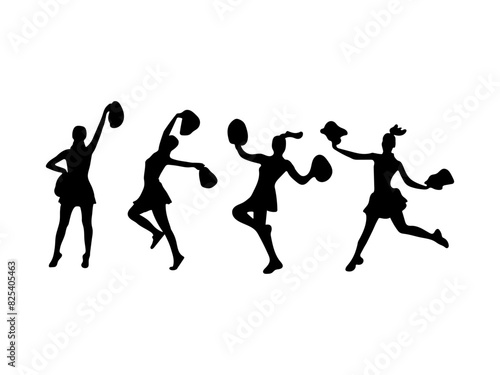 cheerleader silhouette. set of cheerleader silhouettes. girls dancing  holding pom poms with various styles  and movements. good use for symbols  logos  icons  signs  webs  or any design you want.