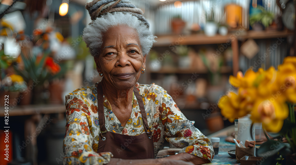 Smiling Senior Woman Working in a Flower Shop Smiling Senior Woman Working in a Flower Shop