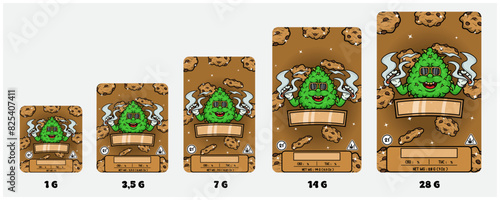 Cookies Strains and Weed Bud With Smoking Mascot Cartoon For Product Packaging Cover