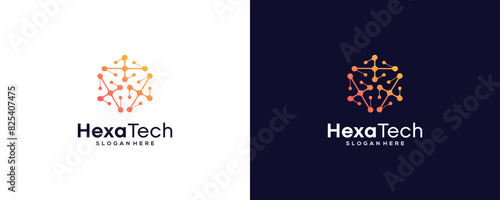 Abstract Hexagon Technology logo design  symbol vector