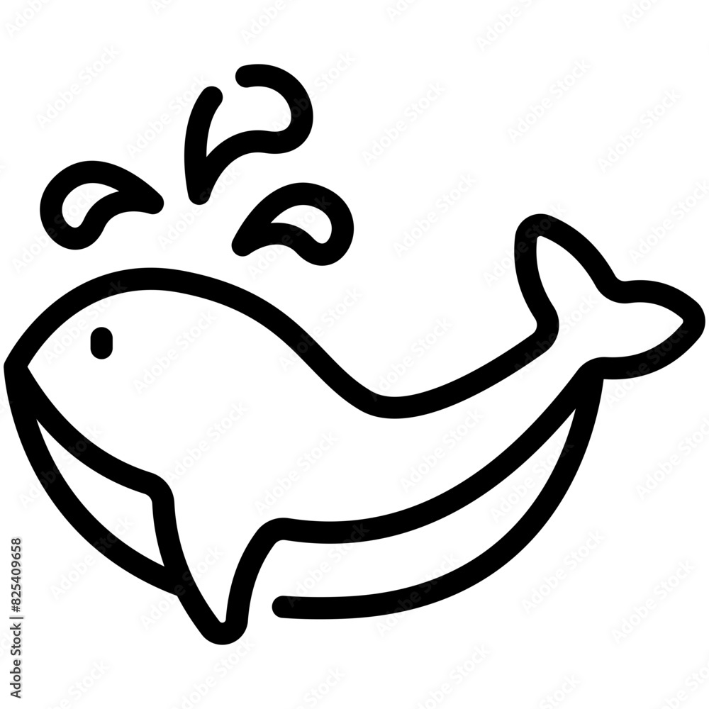 whale line icon