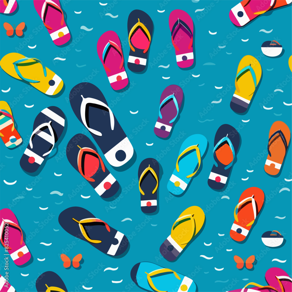 Beach shoes seamless pattern vector for summer design Beach shoes seamless pattern vector for summer design