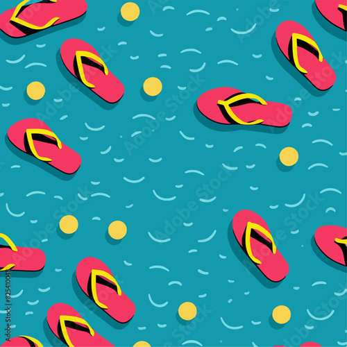 Colorful sandals pattern vector design for beachwear