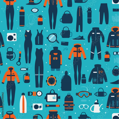 Marine wetsuit pattern for ocean exploration and diving