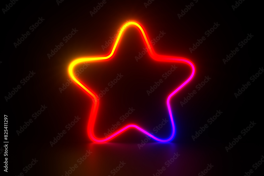 neon star on black background. 3D illustration neon star on black background. 3D illustration