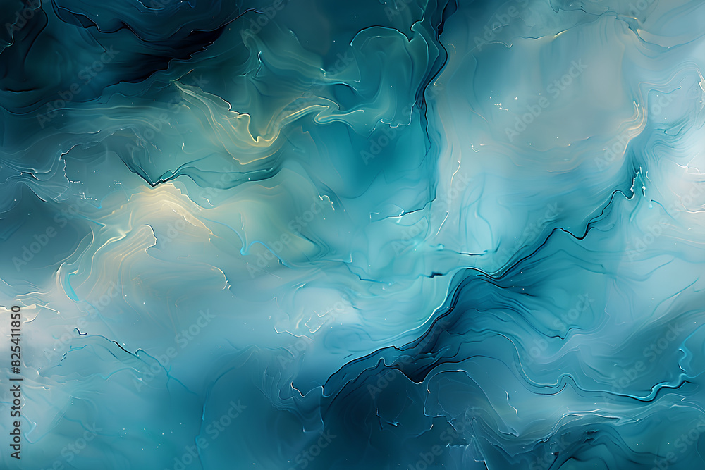 Fototapeta premium Beautiful original wide format abstract background image in blue and teal tones for design or creative work 