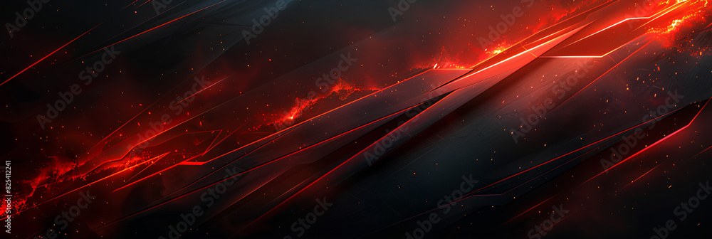 Dark grey black abstract background with red glowing lines design for social media post, business, advertising event. Modern technology innovation concept background
