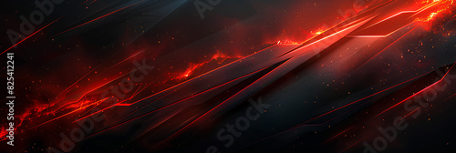 Obraz na płótnie Dark grey black abstract background with red glowing lines design for social media post, business, advertising event. Modern technology innovation concept background w salonie