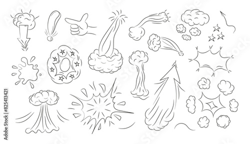 Energetic and dynamic vector illustration featuring a hand-drawn explosion element in comic doodle sketch style.