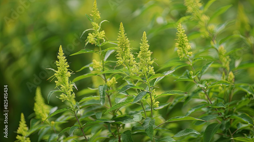 Blooming ragweed causes allergies and sneezing in sensitive people during the warm season © Taisiia