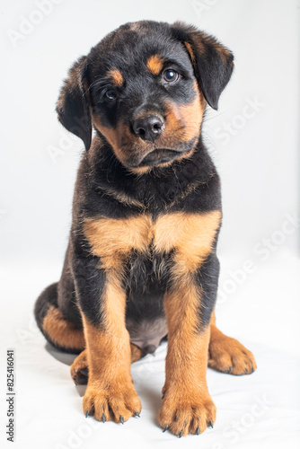 rottweiler puppy on white background