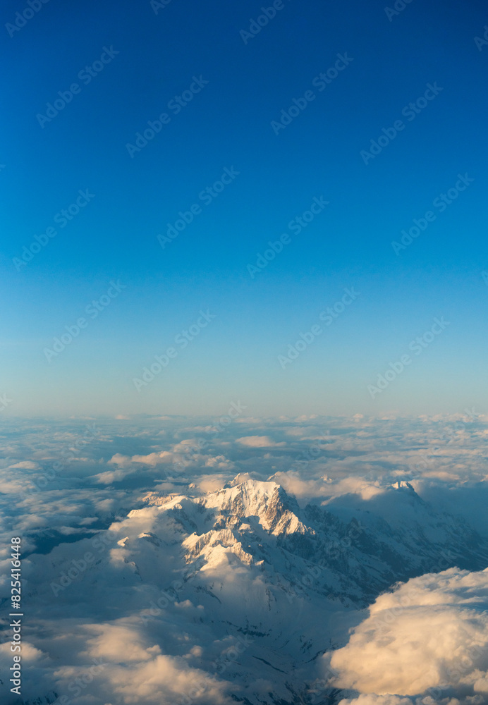 Aerial View Of Alps Mountains At Sunset. Aerial View Of Alps Mountains At Sunset.