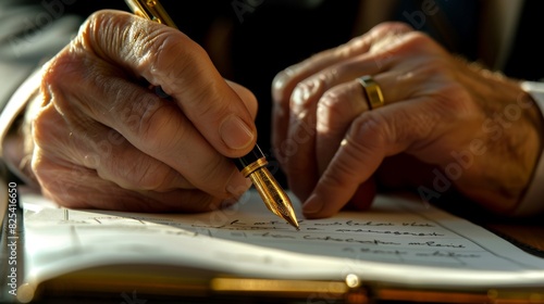The writing hand and pen