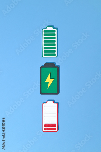 Paper cut Battery charge level indicator icons photo