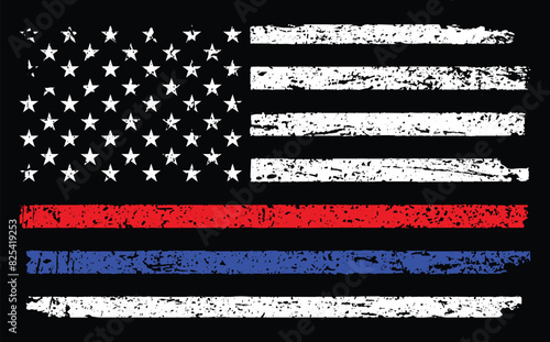 Thin Blue Line & Red Line Police & Fire respect and honor law enforcement Flag