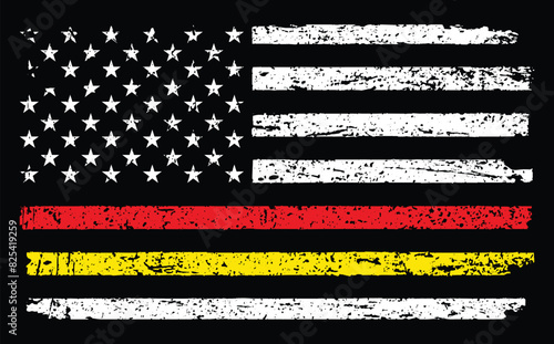 Thin Yellow Line & Red Line Dispatcher & Fire respect and honor law enforcement Flag