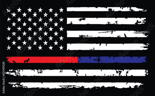 Thin Blue Line & Red Line Police & Fire respect and honor law enforcement Flag