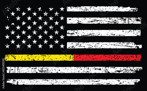 Thin Yellow Line & Red Line Dispatcher & Fire respect and honor law enforcement Flag