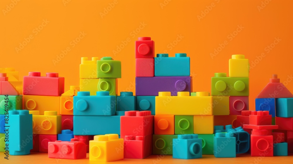 Naklejka premium Toy game for designing decorative art with plastic building blocks
