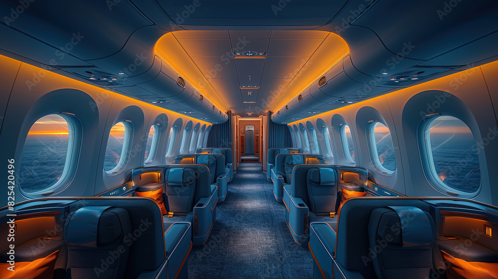 Fototapeta premium Business class in a superjet aircraft in coffee tones
