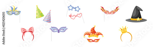 Carnival Mask and Head Accessory for Festive Party Celebration Vector Set