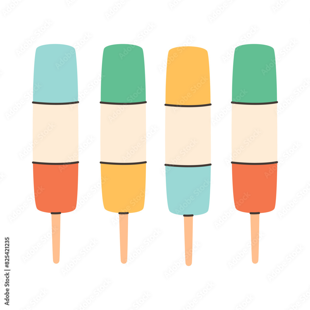 Ice lolly, fruit ice cream. Summertime, summer dessert. Vector illustration in flat style Ice lolly, fruit ice cream. Summertime, summer dessert. Vector illustration in flat style