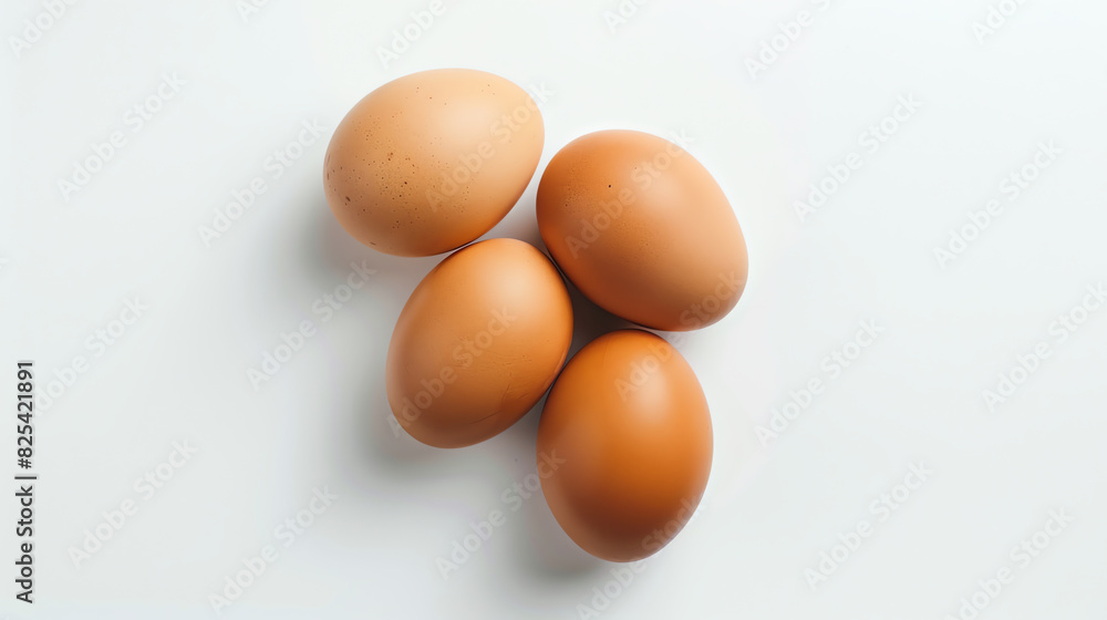Overhead View of Brown Eggs Isolated on White Background Overhead View of Brown Eggs Isolated on White Background