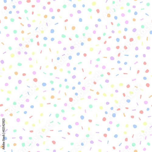 Yellow Pastel Spot Confetti. Rainbow Party Polka Background. Abstract Vector Art. Seamless Ink Dot Pattern. Blue Bright Christmas Round Seamless Vintage Drop. Color Dot. Rainbow Pattern Baby Bubble.