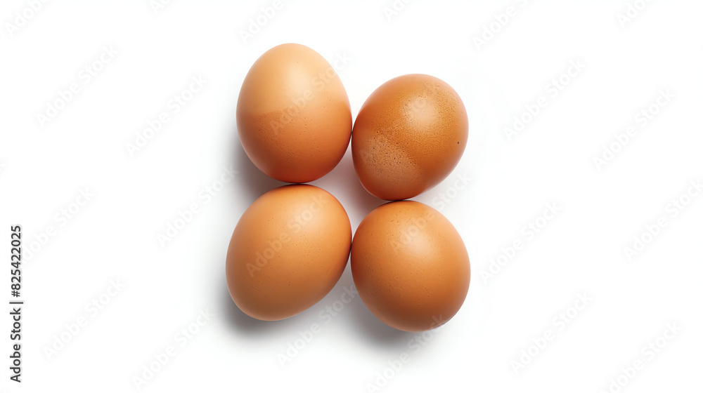Overhead View of Brown Eggs Isolated on White Background Overhead View of Brown Eggs Isolated on White Background