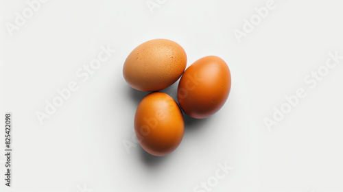 Overhead View of Brown Eggs Isolated on White Background