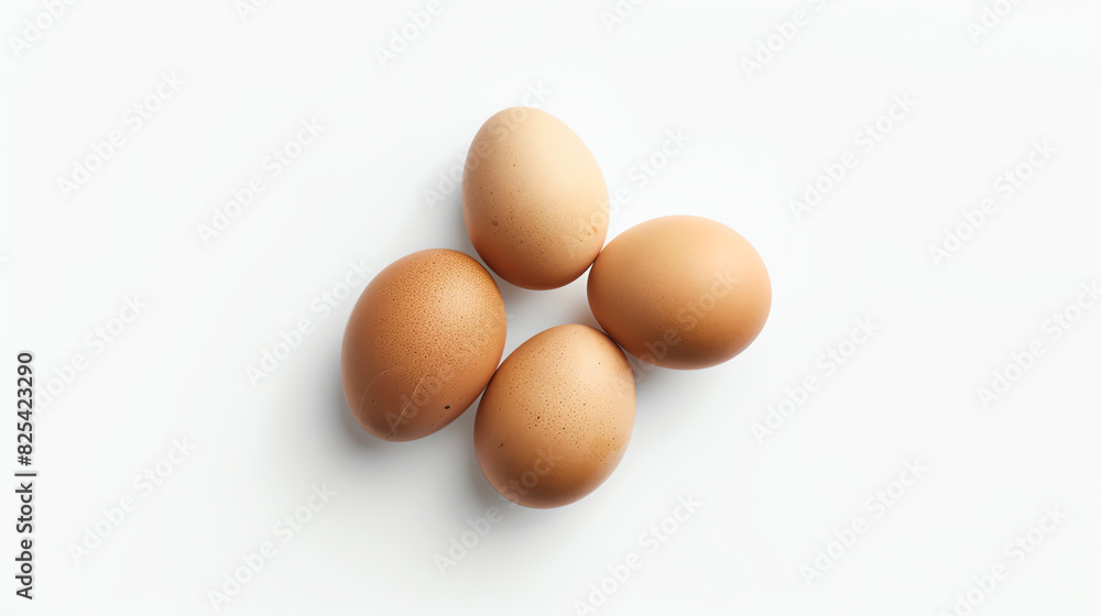 Overhead View of Brown Eggs Isolated on White Background Overhead View of Brown Eggs Isolated on White Background