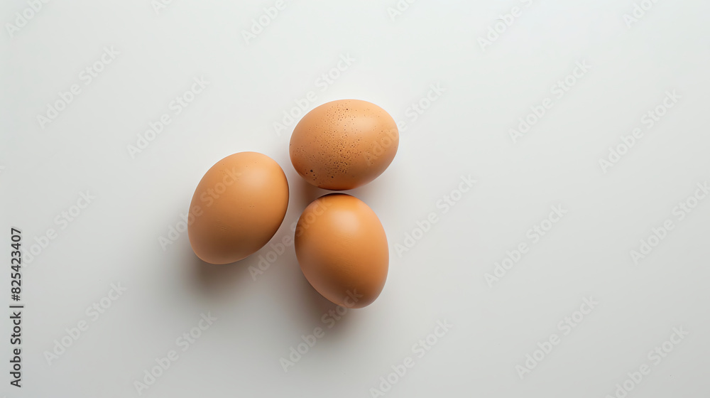 Overhead View of Brown Eggs Isolated on White Background
