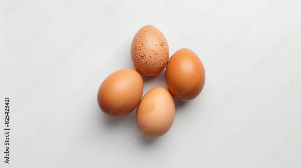 Overhead View of Brown Eggs Isolated on White Background Overhead View of Brown Eggs Isolated on White Background