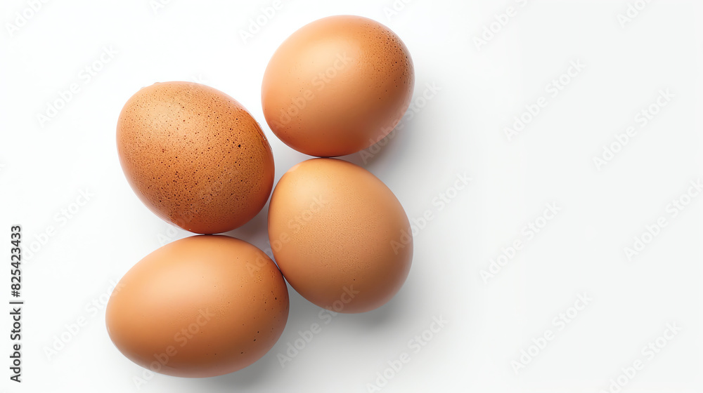 Overhead View of Brown Eggs Isolated on White Background Overhead View of Brown Eggs Isolated on White Background